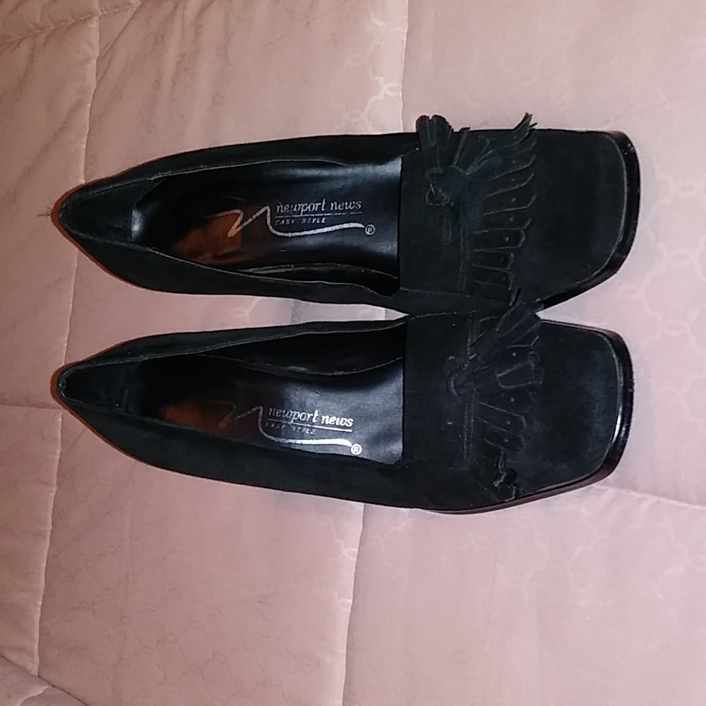 Black suede heels
